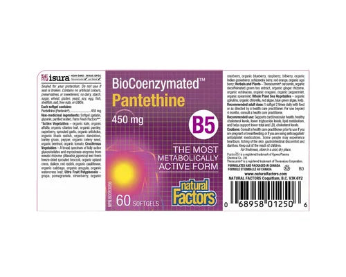 Natural Factors B5 Bio Coenzymated Pantethine 60 Softgels