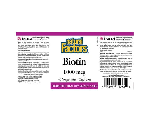 Natural Factors Biotin 1000 mcg 90 Veggie Caps