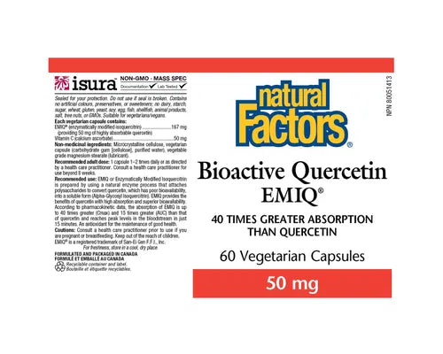 Natural Factors Bioactive Quercetin EMIQ 50mg 60 Veggie Caps