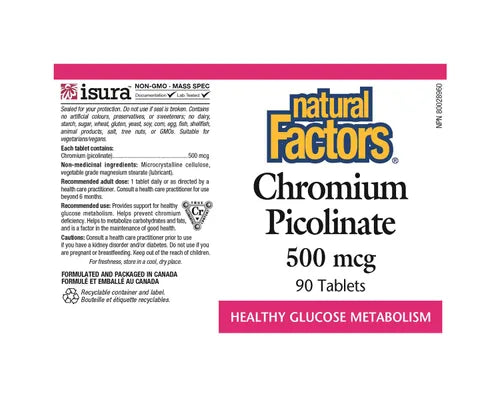 Natural Factors Chromium Picolinate 500mcg 90 Tablets