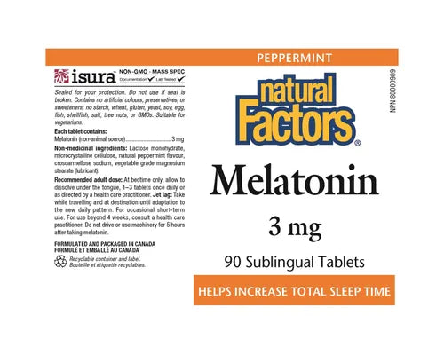 Natural Factors Melatonin 3mg Peppermint 90 Tablets