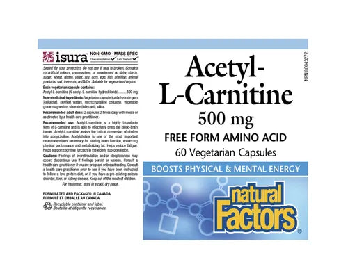 Natural Factors Acetyl-L-Carnitine 500mg 60 Veggie Caps