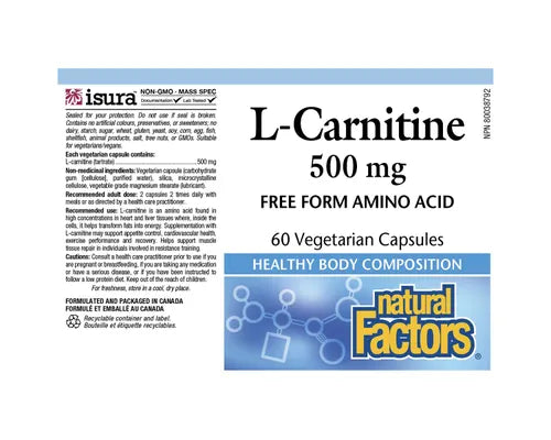 Natural Factors L-Carnitine 500mg 60 Veggie Caps