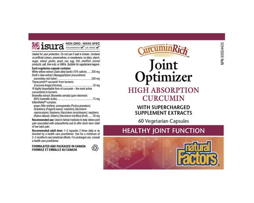 Natural Factors Curcumin Rich Joint Optimizer 60 Veggie Caps