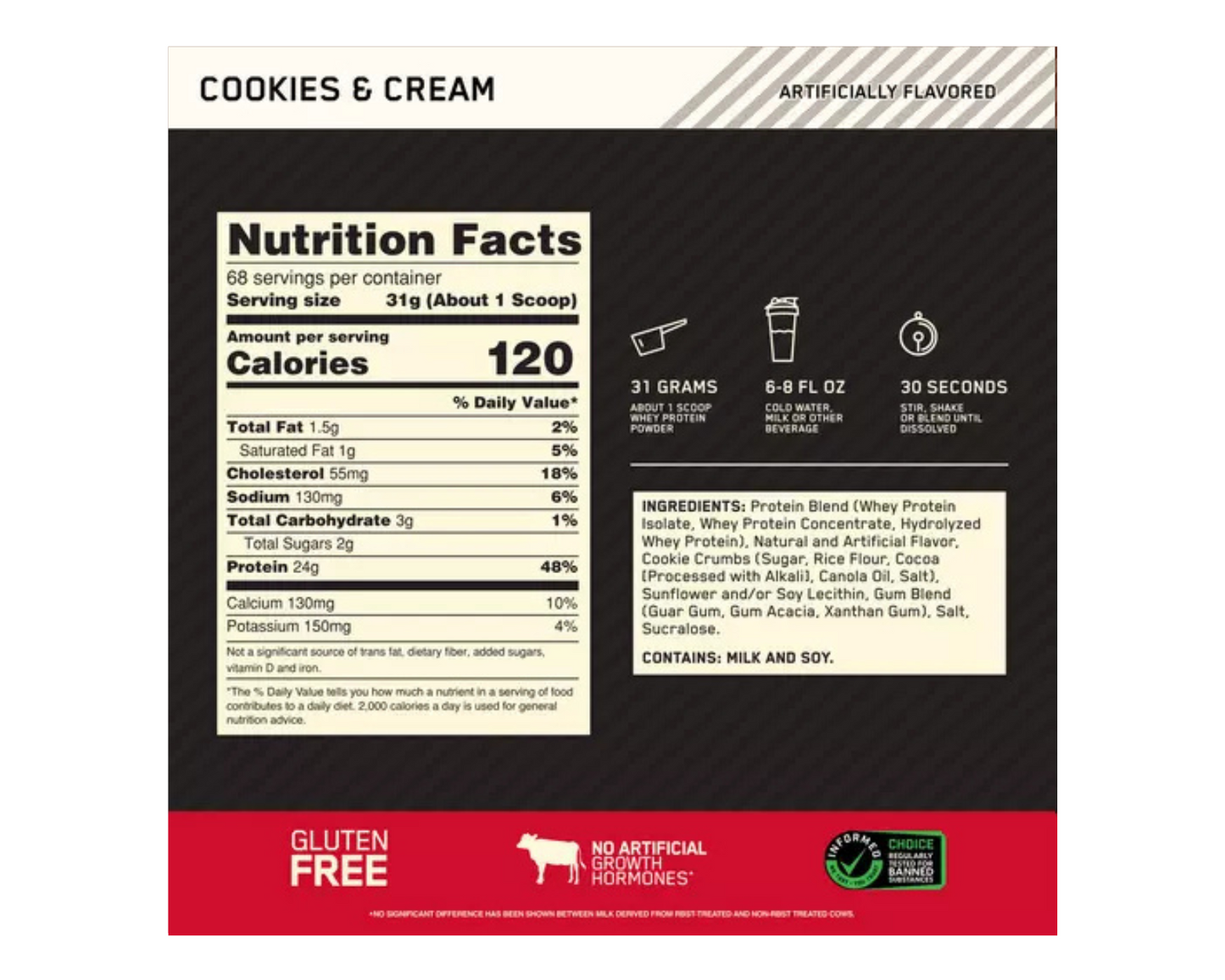 Optimum Nutrition 100% Gold Standard Whey Cookies & Cream 5lbs