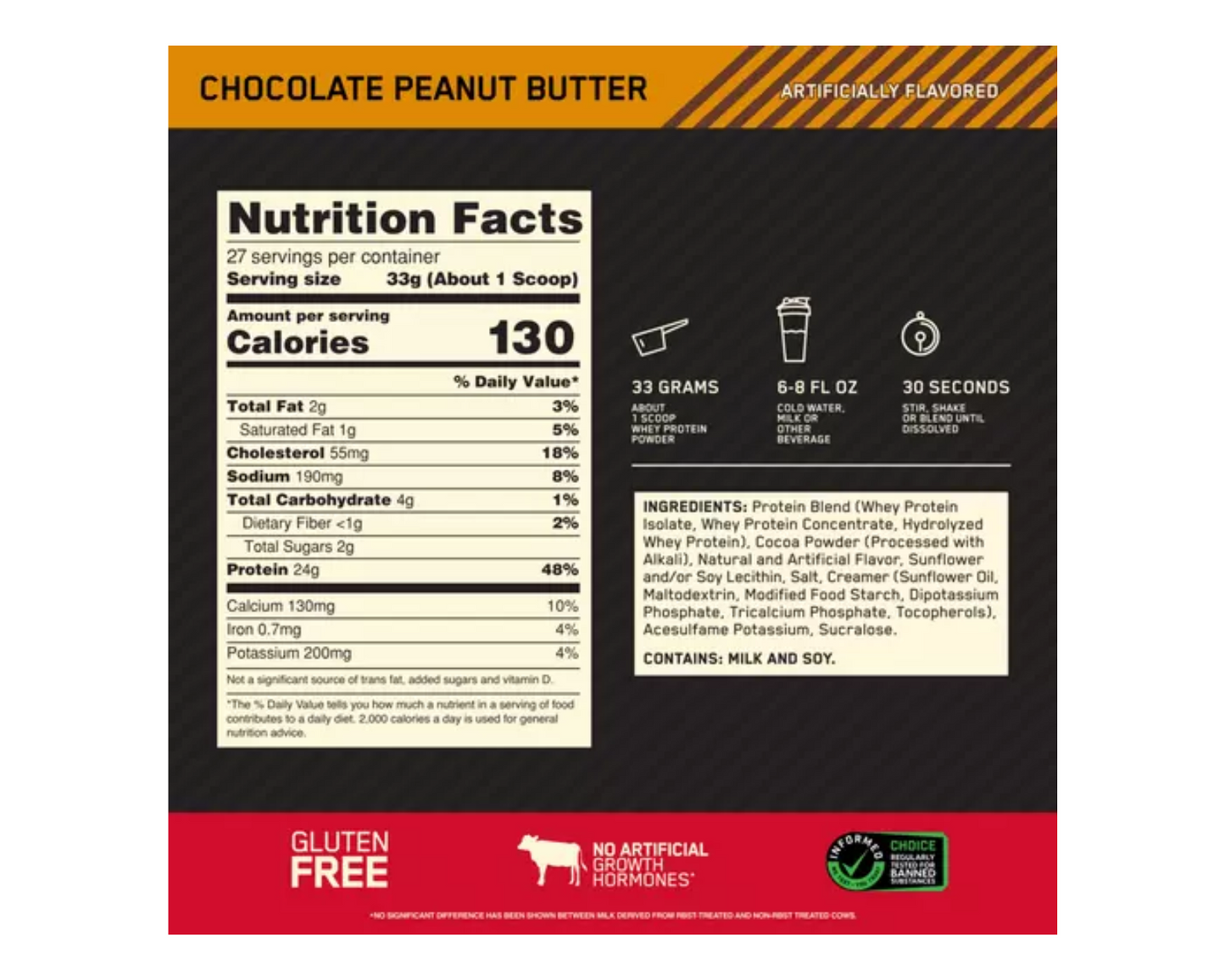 Optimum Nutrition 100% Gold Standard Whey Chocolate Peanut Butter 2lbs
