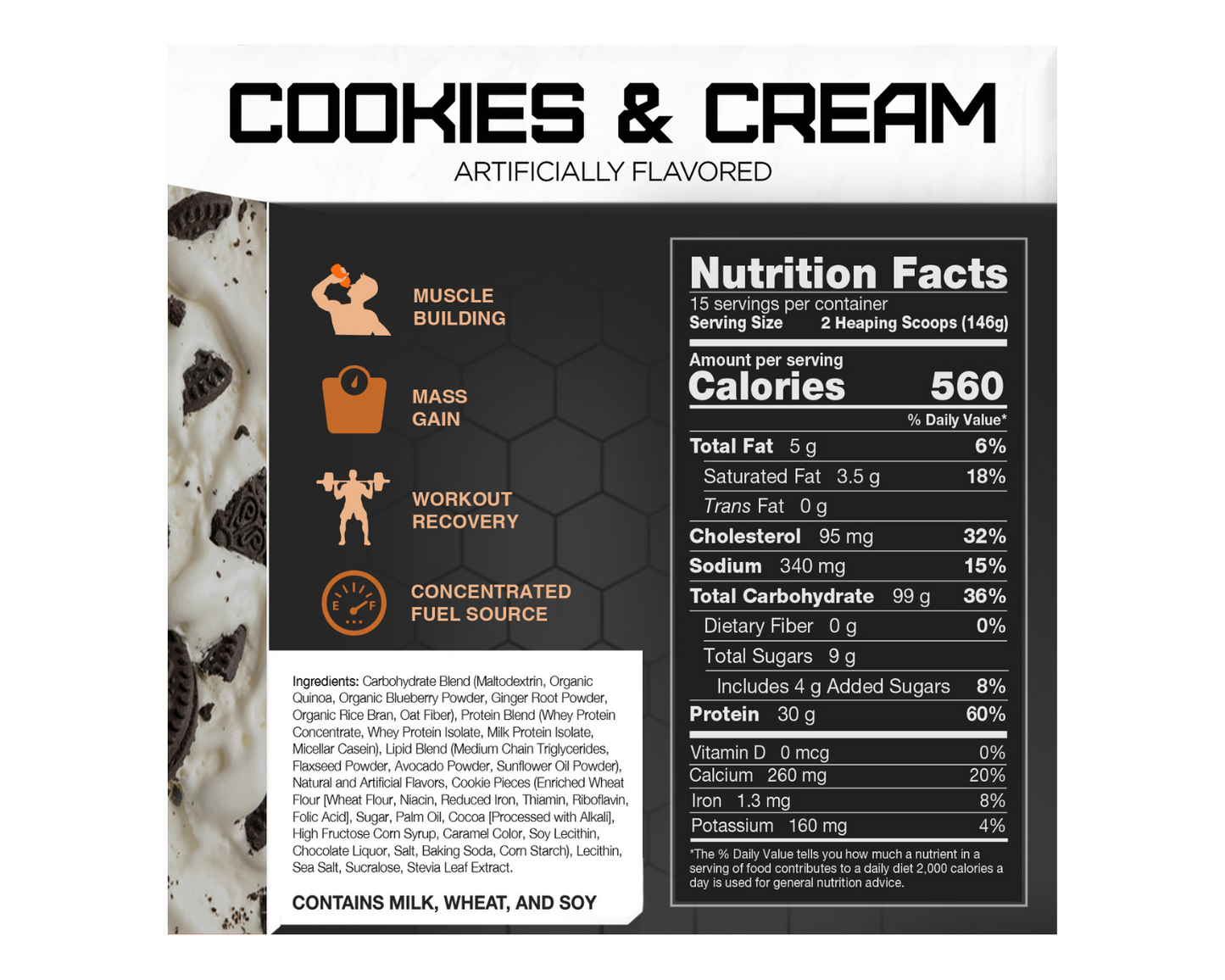 Rivalus Clean Gainer Cookies and Cream 10lbs