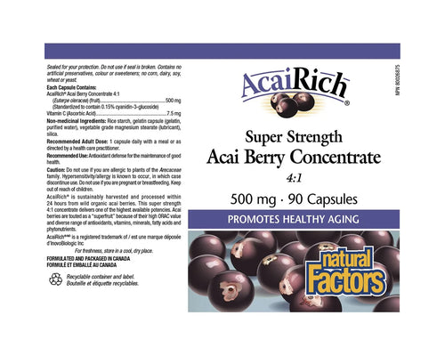 Natural Factors Acai Rich 500 mg 90 Capsules