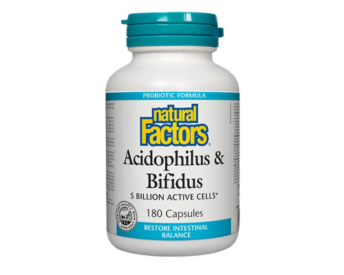 Natural Factors Acidophilus & Bifidus 5 Billion Active Cells 180 Capsules