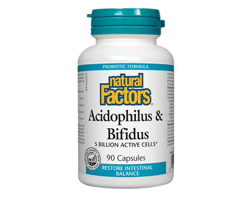 Natural Factors Acidophilus & Bifidus 5 Billion Active Cells 90 Capsules