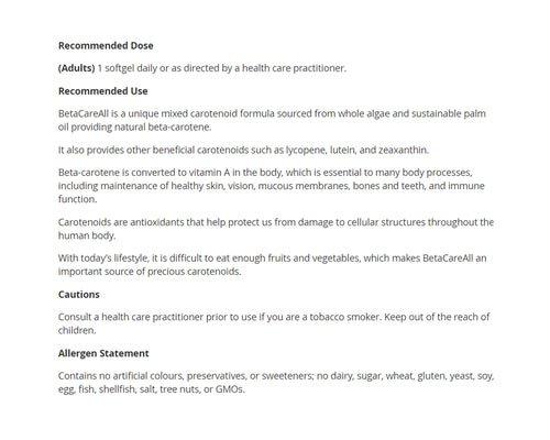 Natural Factors BetaCareAll 25,000 IU 90 Softgels