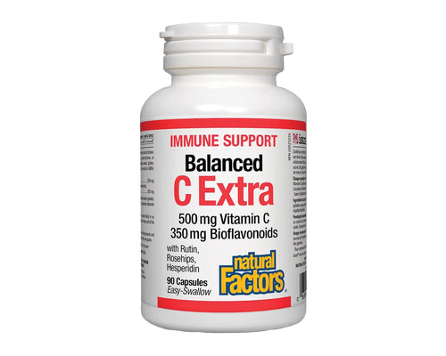 Natural Factors Balanced C Extra 500mg Vitamin C 350mg Bioflavonoids 90 Capsules