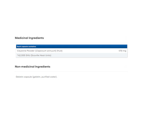 Natural Factors Cayenne 470mg 90 Capsules