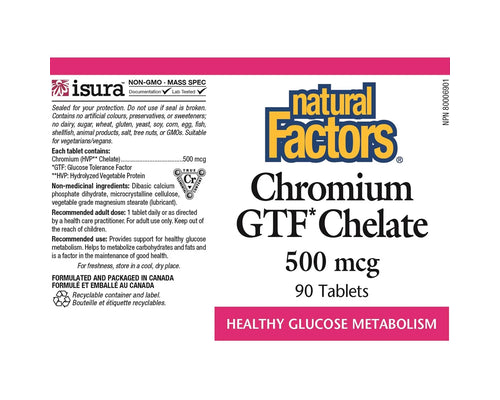 Natural Factors Chromium GTF Chelate 500mcg 90 Tablets