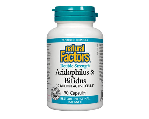 Natural Factors Acidophilus & Bifidus 10 Billion Active Cells Double Strength 90 Capsules