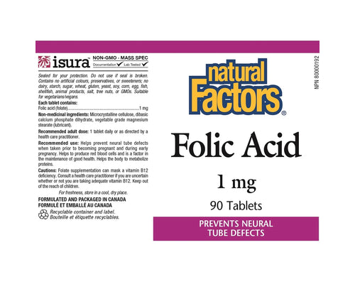 Natural Factors Folic Acid 1mg 90 Tablets