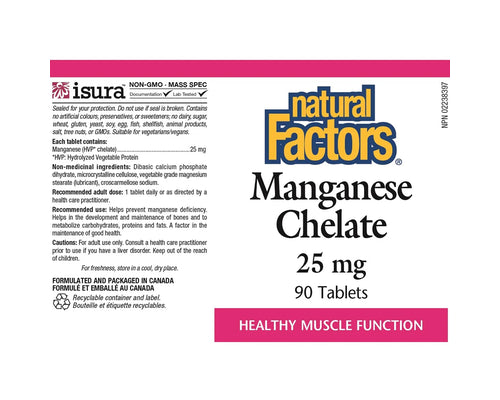 Natural Factors Manganese Chelate 25mg 90 Tablets