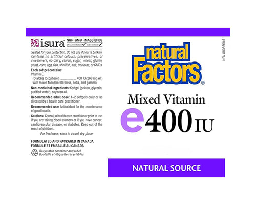 Natural Factors Mixed Vitamin E 400 IU 90 Softgels