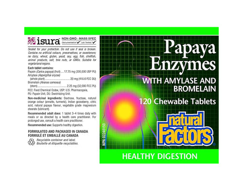 Natural Factors Papaya Enzymes 120 Chewable Tablets