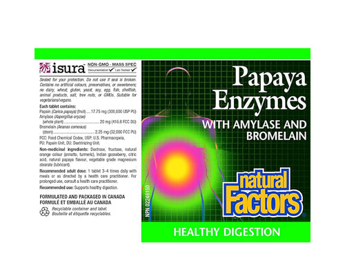 Natural Factors Papaya Enzymes 60 Chewable Tablets