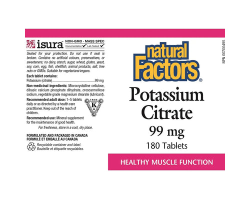 Natural Factors Potassium Citrate 99mg 180 Tablets