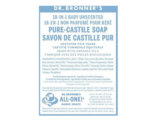 Dr. Bronner's 18-In-1 Pure-Castile Liquid Soap Baby Unscented 473mL
