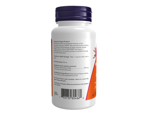 NOW Pantothenic Acid 500mg 100 Capsules