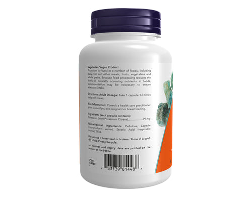 NOW Potassium Citrate 99mg 180 Veggie Caps