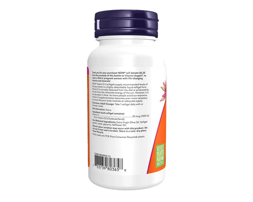 NOW Vitamin D-3 1000 IU 180 Softgels