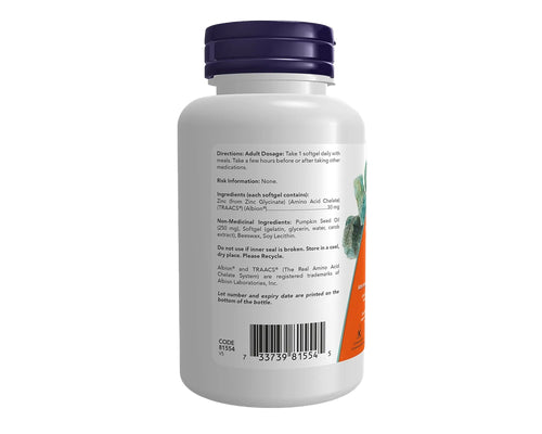 NOW Zinc Glycinate 30mg 120 Softgels