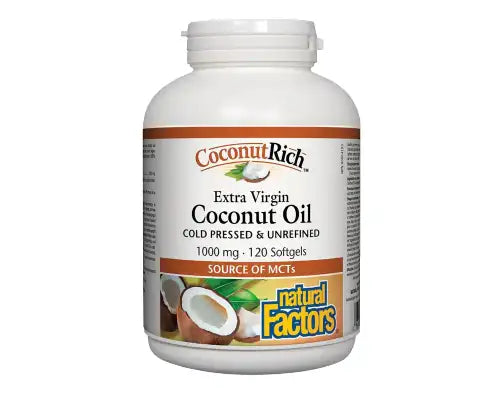 Natural Factors Coconut Rich Extra Virgin Coconut Oil 1000mg 120 Softgels
