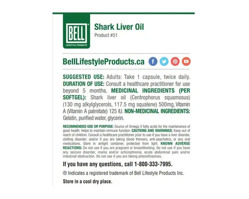 Bell Shark Liver Oil 120 Softgels
