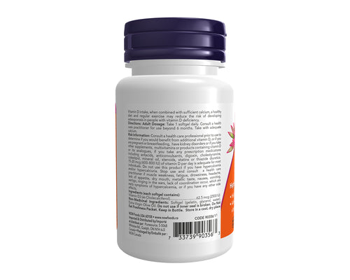 NOW Vitamin D3 2500 IU 90 Softgels