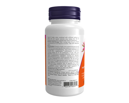 NOW Vitamin D3 2500 IU 180 Softgels