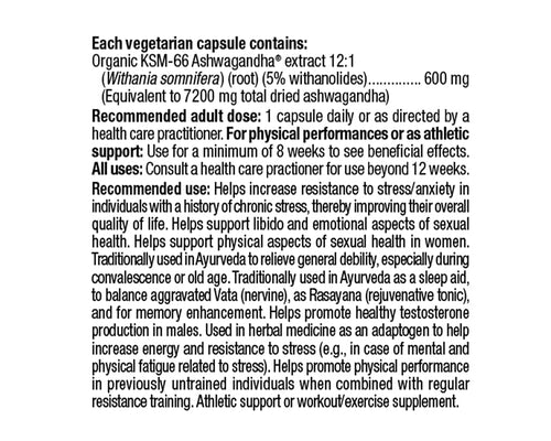 Natural Factors Ashwagandha 600mg 30 Veggie Caps