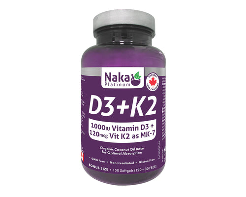 Naka Platinum D3+K2 1000 IU 240+60 Softgels