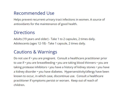 CanPrev UTI Protect Women 60 Veggie Caps