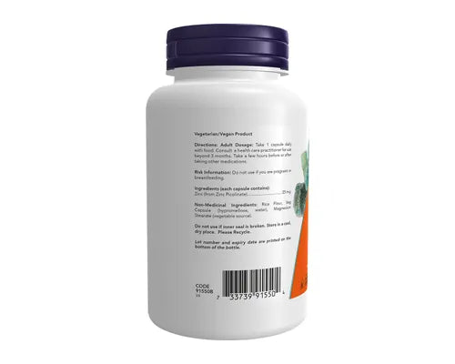 NOW Zinc Picolinate 25mg 100 Veggie Caps