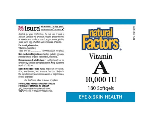 Natural Factors Vitamin A 10,000 IU 180 Softgels