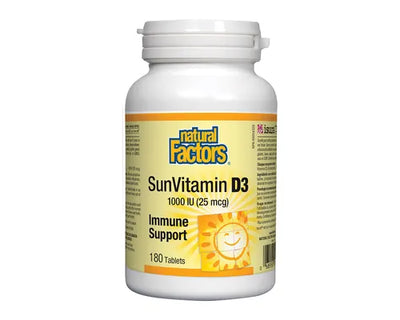 Natural Factors Sun Vitamin D3 1000 IU 180 Tablets