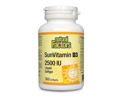 Natural Factors Sun Vitamin D3 2500 IU 360 Softgels