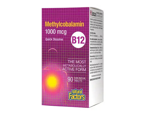 Natural Factors Vitamin B12 Methylcobalamin 1000mcg 90 Tablets