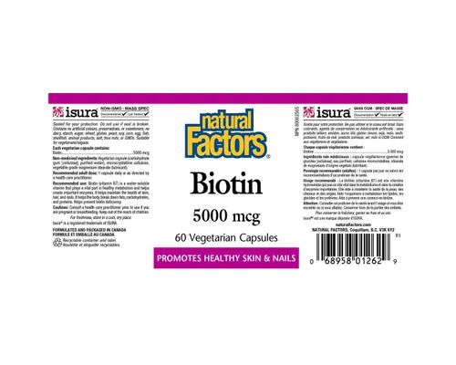 Natural Factors Biotin Extra Strength 10,000 mcg 60 Veggie Caps