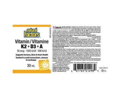 Natural Factors Vitamin K2+D3+A 30mL