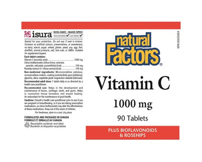 Natural Factors Vitamin C 1000mg Plus Bioflavonoids & Rosehips 90 Tablets