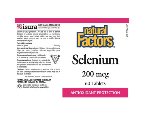 Natural Factors Selenium 200mcg 60 Tablets