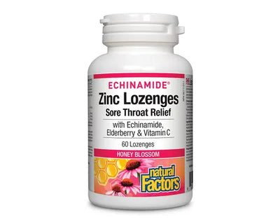 Natural Factors Echinamide Zinc Lozenges Honey Blossom 60 Lozenges