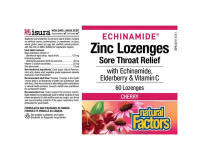Natural Factors Echinamide Zinc Lozenges Cherry 60 Lozenges