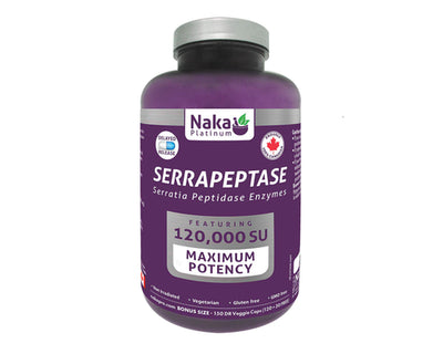 Naka Platinum Serrapeptase 120,000SU 120+30 Veggie Caps