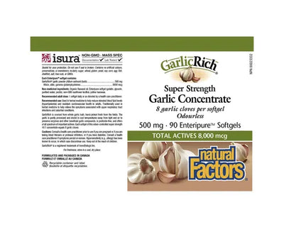 Natural Factors Garlic Rich Super Strength Garlic Concentrate 500mg 90 Softgels